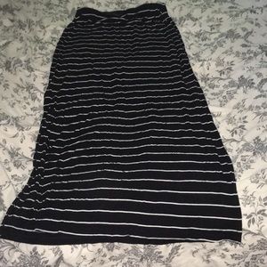 Black and white striped maxi skirt